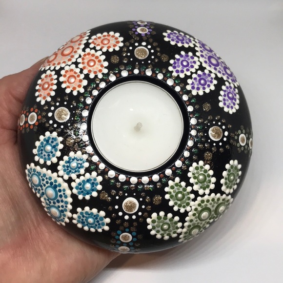 Hand Cast/Painted Tea Light Holder - Picture 6 of 6